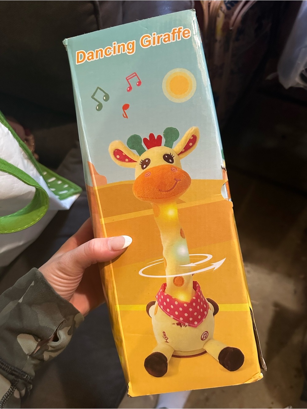 Dancing Giraffe Plush Toy - Yellow with Pink Bandana